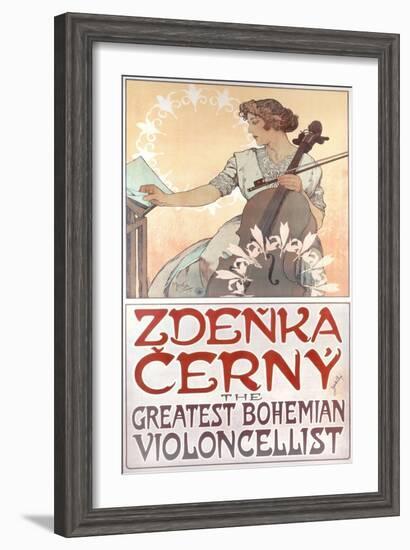 Zdenka Cerny, the Greatest Bohemian Violoncellist, 1913-Alphonse Mucha-Framed Giclee Print