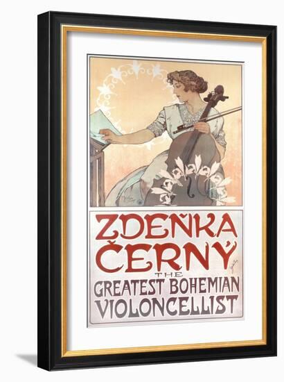 Zdenka Cerny, the Greatest Bohemian Violoncellist, 1913-Alphonse Mucha-Framed Giclee Print