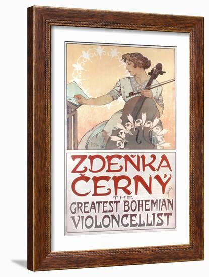 Zdenka Cerny, the Greatest Bohemian Violoncellist, 1913-Alphonse Mucha-Framed Giclee Print