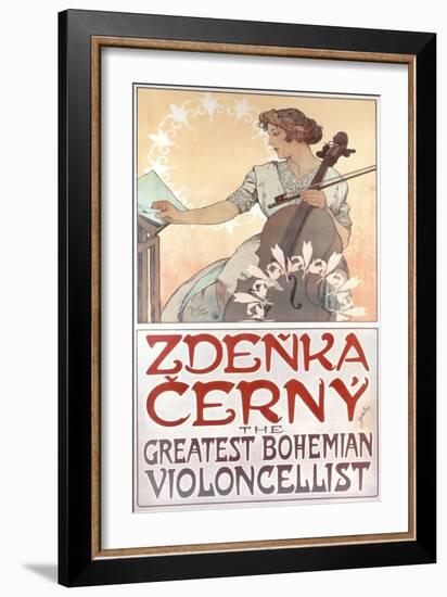 Zdenka Cerny, the Greatest Bohemian Violoncellist, 1913-Alphonse Mucha-Framed Giclee Print