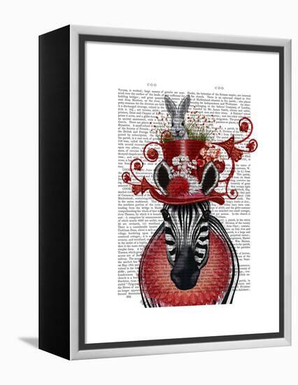 Zebra and Bunny Hat-Fab Funky-Framed Stretched Canvas