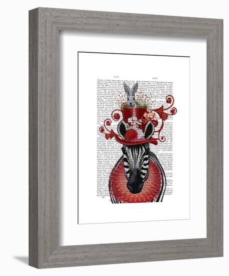 Zebra and Bunny Hat-Fab Funky-Framed Art Print