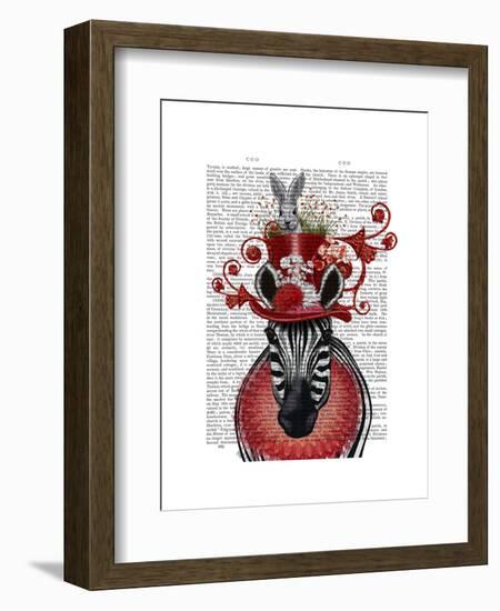 Zebra and Bunny Hat-Fab Funky-Framed Art Print