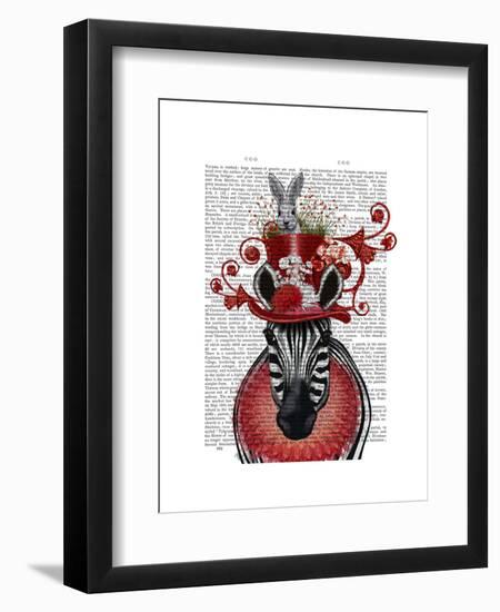 Zebra and Bunny Hat-Fab Funky-Framed Art Print
