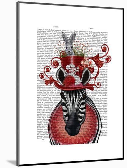 Zebra and Bunny Hat-Fab Funky-Mounted Art Print