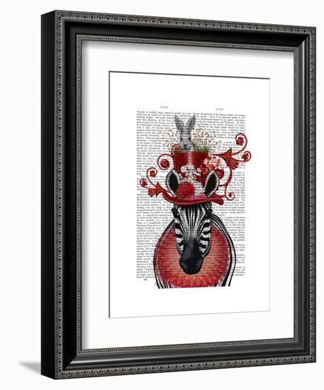 Zebra and Bunny Hat-Fab Funky-Framed Art Print