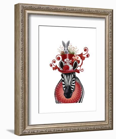 Zebra and Bunny Hat-Fab Funky-Framed Art Print