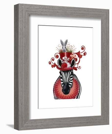 Zebra and Bunny Hat-Fab Funky-Framed Art Print