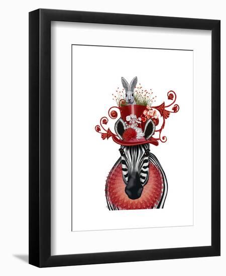 Zebra and Bunny Hat-Fab Funky-Framed Art Print