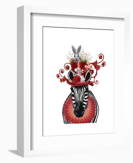 Zebra and Bunny Hat-Fab Funky-Framed Art Print