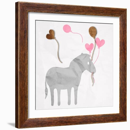 Zebra Balloon-Jace Grey-Framed Art Print