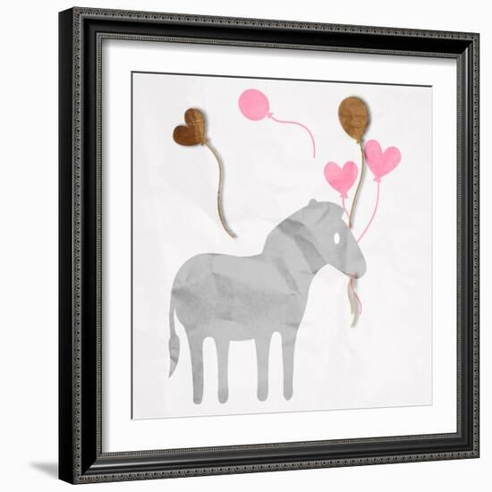 Zebra Balloon-Jace Grey-Framed Art Print