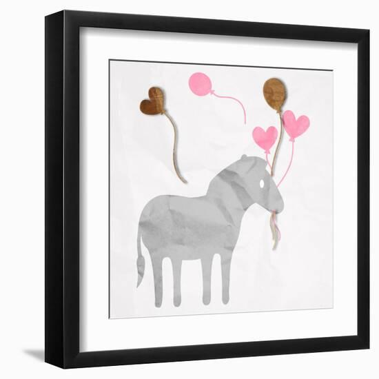 Zebra Balloon-Jace Grey-Framed Art Print