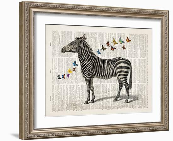 Zebra & Butterflies-Christopher James-Framed Art Print