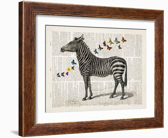 Zebra & Butterflies-Christopher James-Framed Art Print