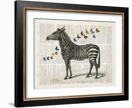 Zebra & Butterflies-Christopher James-Framed Art Print