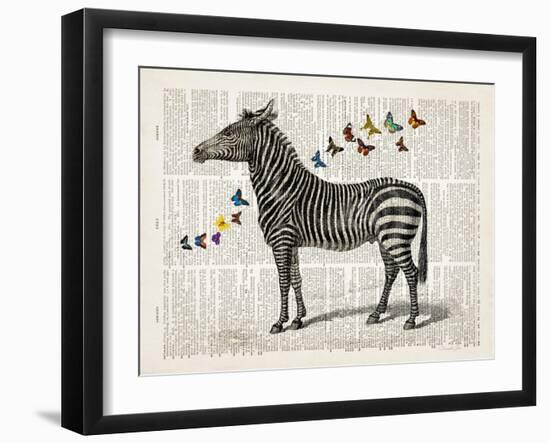 Zebra & Butterflies-Christopher James-Framed Art Print