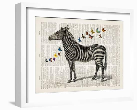 Zebra & Butterflies-Christopher James-Framed Art Print