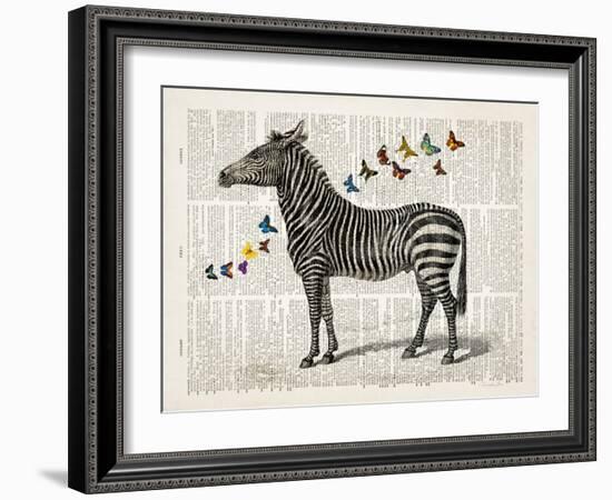 Zebra & Butterflies-Christopher James-Framed Art Print