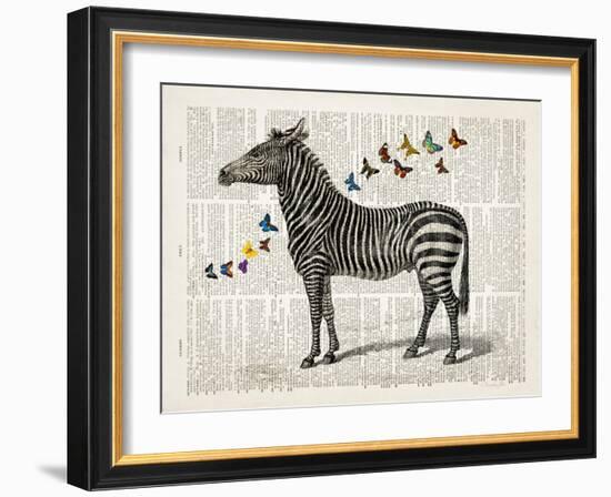 Zebra & Butterflies-Christopher James-Framed Art Print