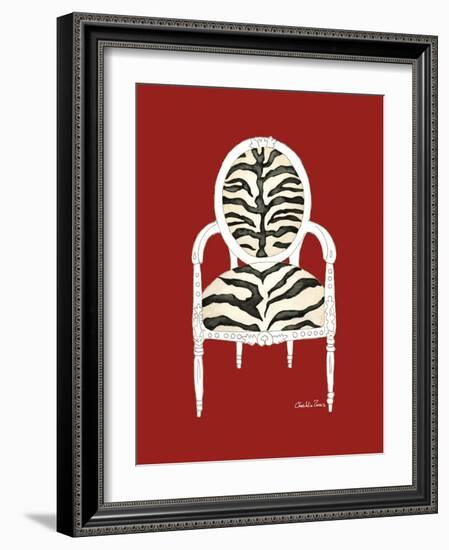 Zebra Chair on Red-Chariklia Zarris-Framed Art Print