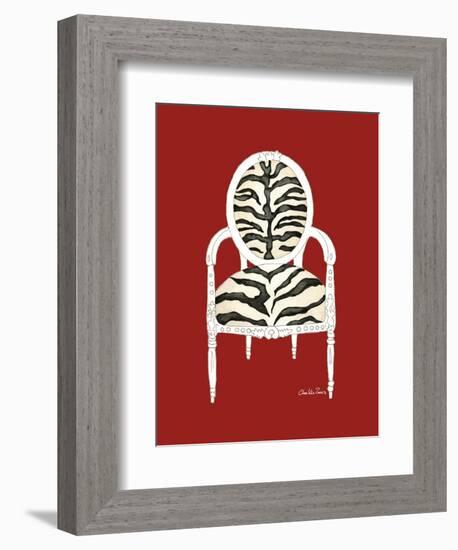 Zebra Chair on Red-Chariklia Zarris-Framed Premium Giclee Print