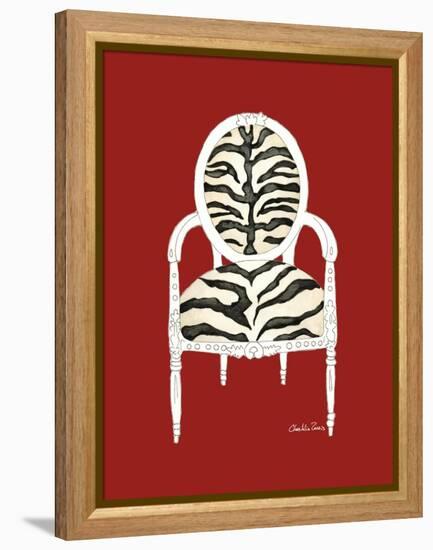 Zebra Chair on Red-Chariklia Zarris-Framed Stretched Canvas