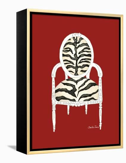Zebra Chair on Red-Chariklia Zarris-Framed Stretched Canvas