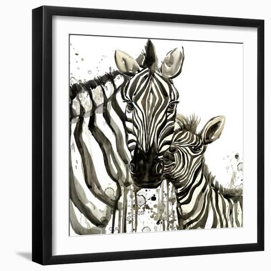 Zebra Cuddles-Jin Jing-Framed Premium Giclee Print