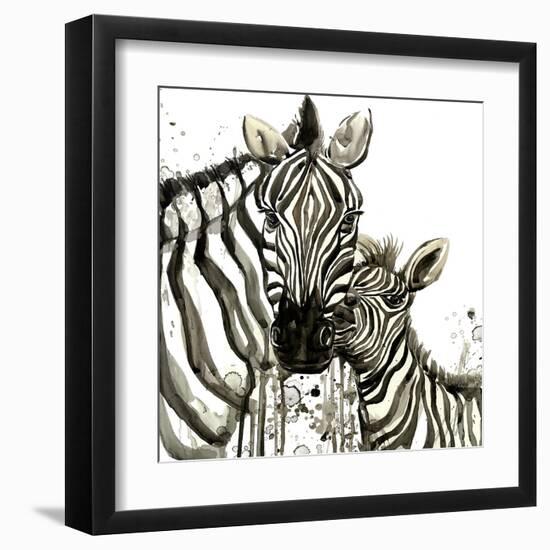 Zebra Cuddles-Jin Jing-Framed Art Print