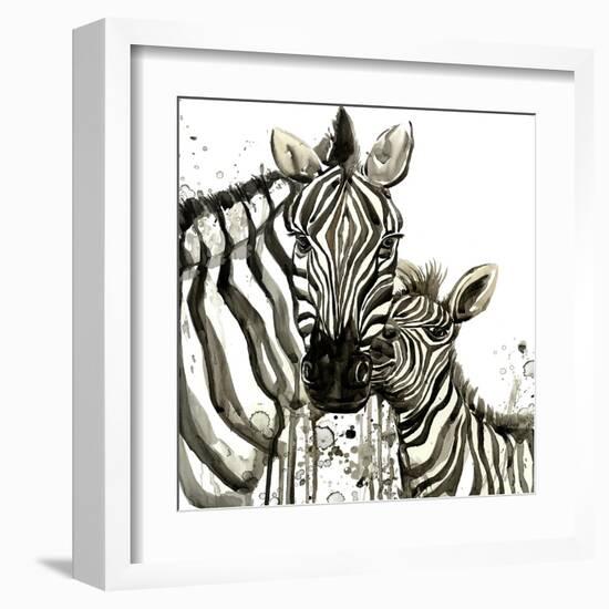 Zebra Cuddles-Jin Jing-Framed Art Print