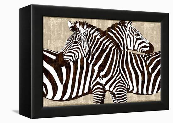 Zebra Gathering-Darren Davison-Framed Stretched Canvas