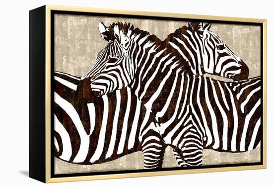 Zebra Gathering-Darren Davison-Framed Stretched Canvas