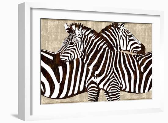 Zebra Gathering-Darren Davison-Framed Art Print