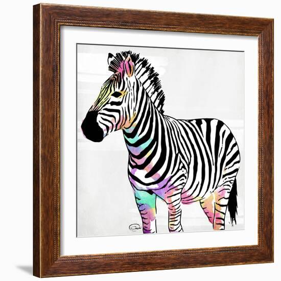 Zebra Head Colorful-OnRei-Framed Art Print