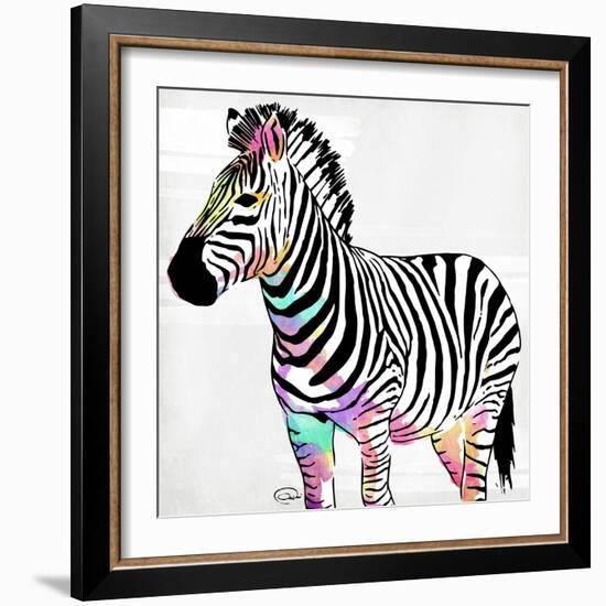 Zebra Head Colorful-OnRei-Framed Art Print