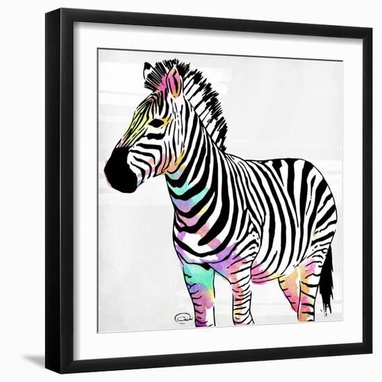 Zebra Head Colorful-OnRei-Framed Art Print