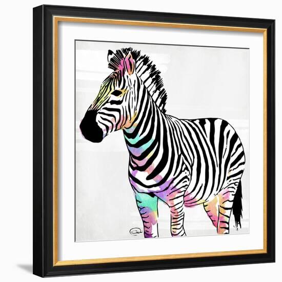 Zebra Head Colorful-OnRei-Framed Art Print