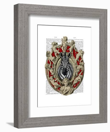 Zebra Head Plaque-Fab Funky-Framed Art Print