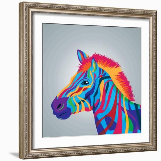 Zebra Icon. Animal and Art Design. Graphic-Jemastock-Framed Art Print