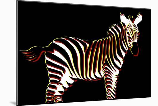 Zebra in Black Horizontal-Ikuko Kowada-Mounted Giclee Print