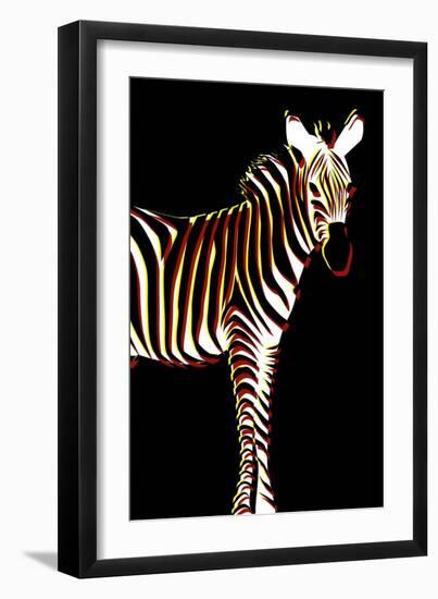 Zebra in Black Vertical-Ikuko Kowada-Framed Giclee Print