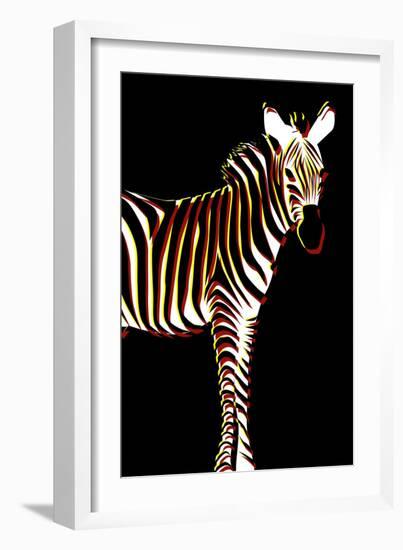 Zebra in Black Vertical-Ikuko Kowada-Framed Giclee Print