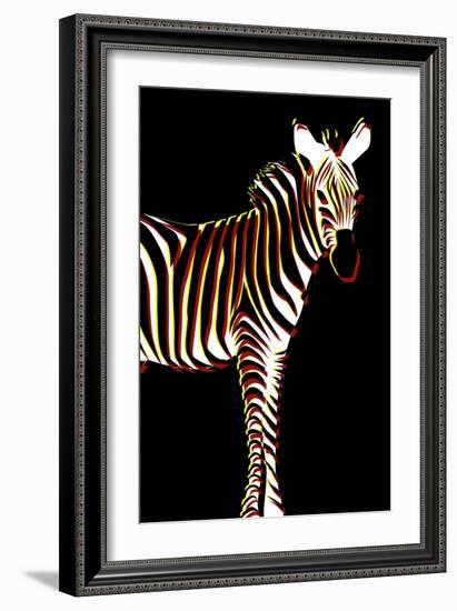 Zebra in Black Vertical-Ikuko Kowada-Framed Giclee Print
