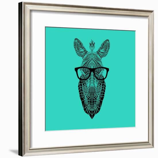 Zebra in Glasses-Lisa Kroll-Framed Premium Giclee Print