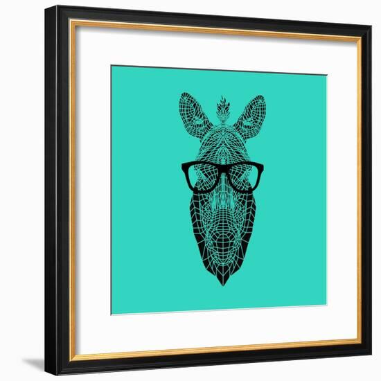 Zebra in Glasses-Lisa Kroll-Framed Premium Giclee Print