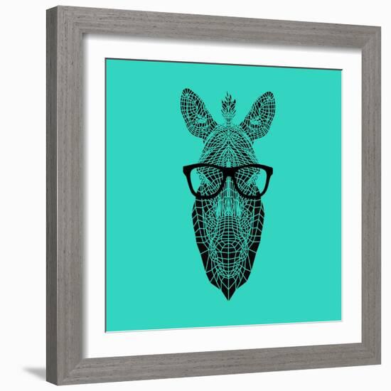 Zebra in Glasses-Lisa Kroll-Framed Art Print