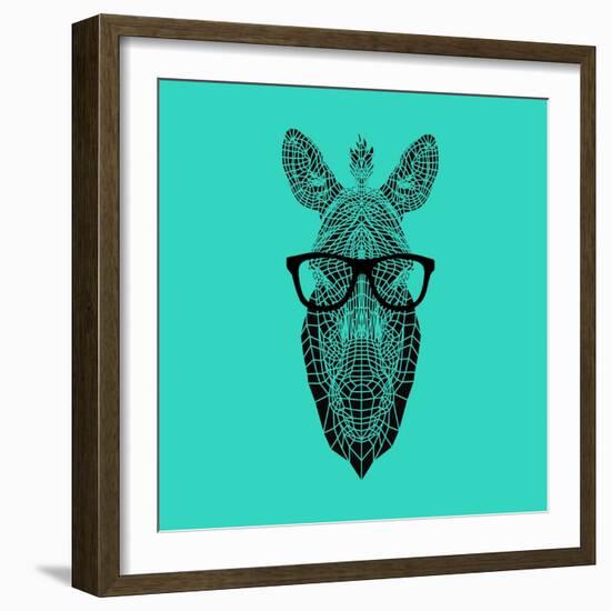 Zebra in Glasses-Lisa Kroll-Framed Art Print