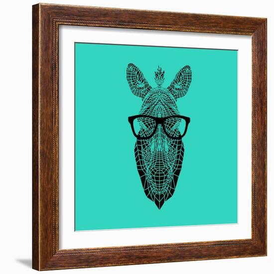 Zebra in Glasses-Lisa Kroll-Framed Art Print