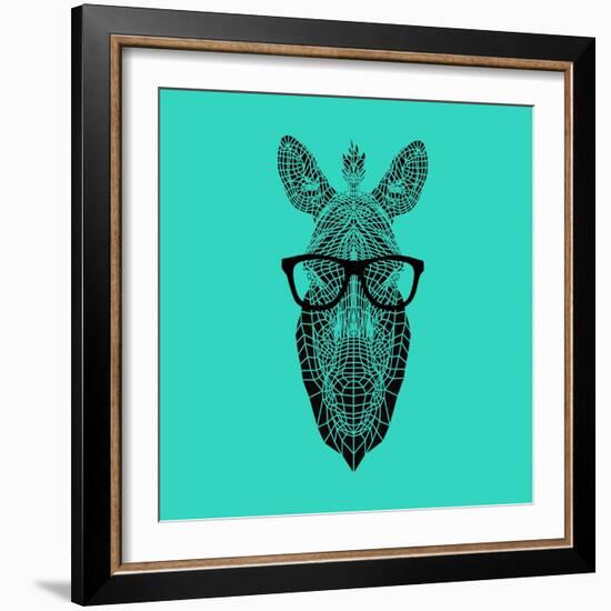 Zebra in Glasses-Lisa Kroll-Framed Art Print